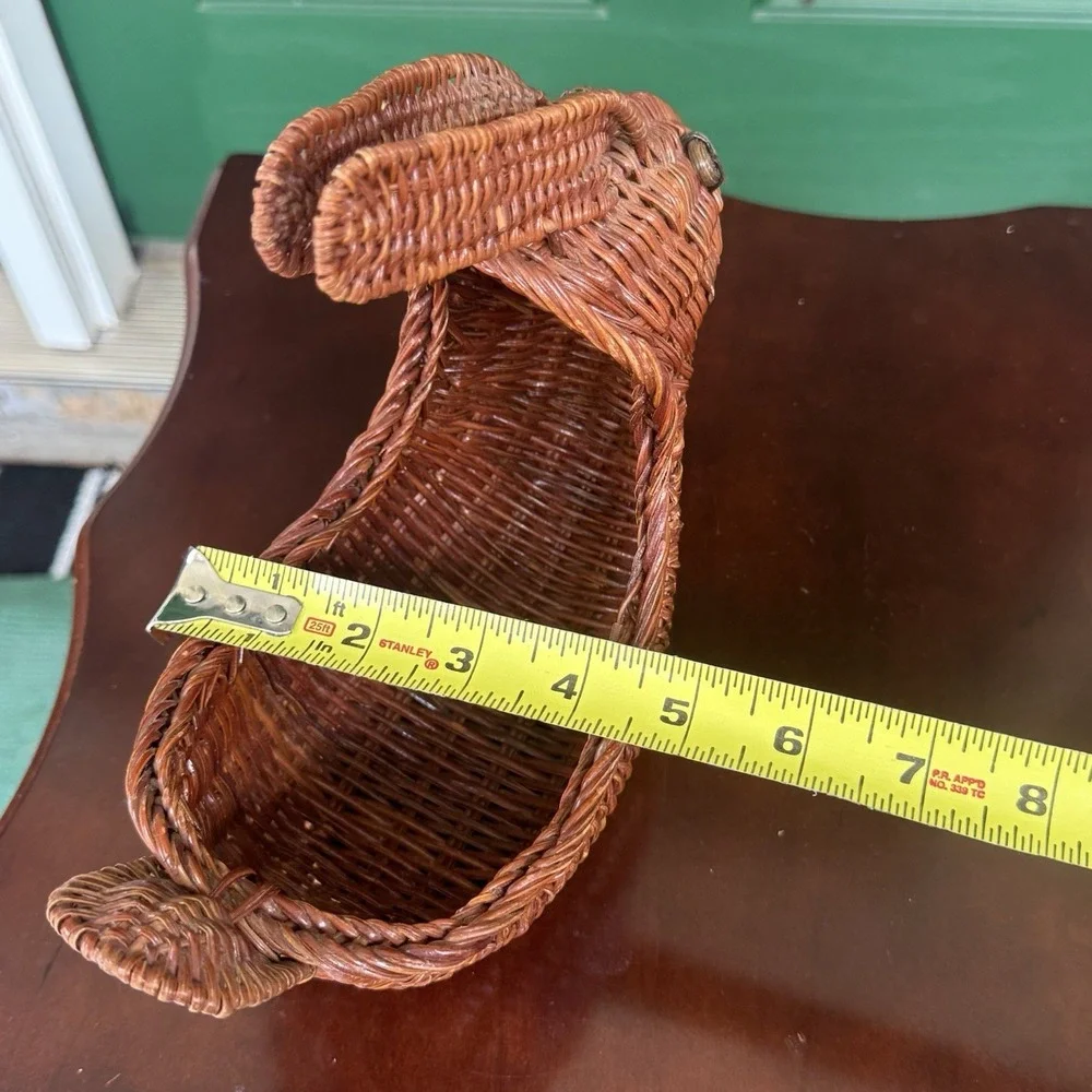 Vintage Wicker Rattan Bunny Rabbit Planter Basket Cottagecore Retro Decor